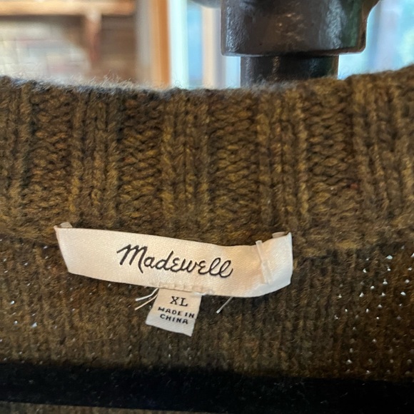 Madewell green wool knit winter cardigan flowers - Picture 4 of 7